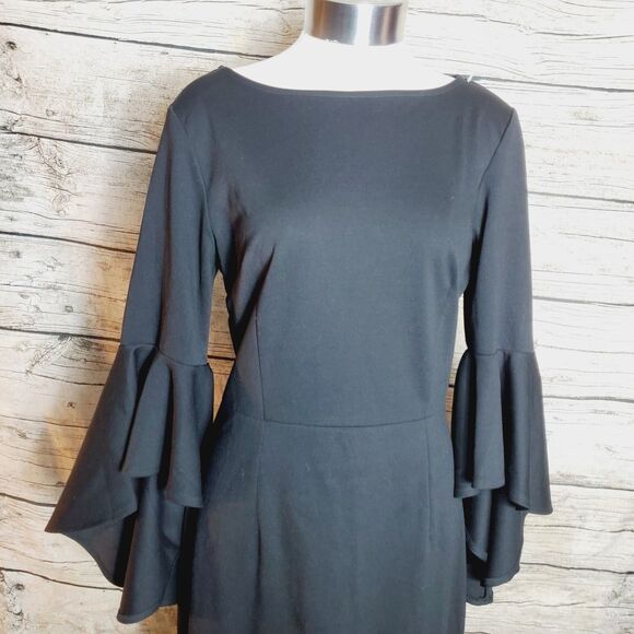 Vfshow Black Pencil Dress  Elegant Bell Sleeve Cocktail Size Medium NWT - Picture 2 of 9
